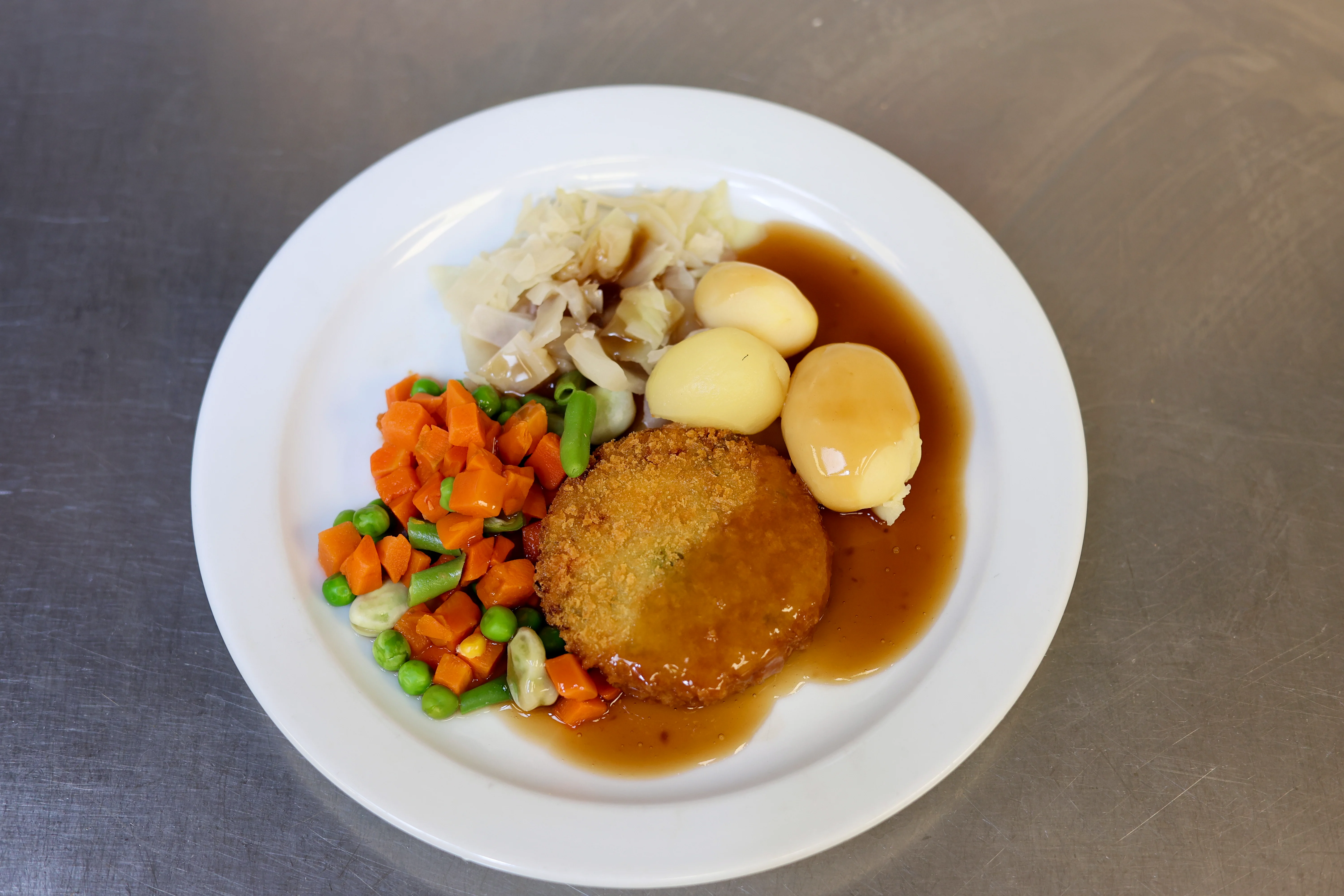 Fishcake + vegetables